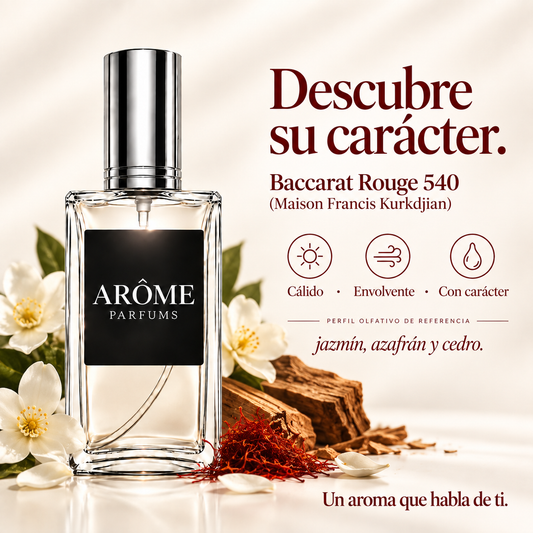ARÔME Baccarat Rouge 540 (Maison Francis Kurkdjian): notas y perfil olfativo de referencia.