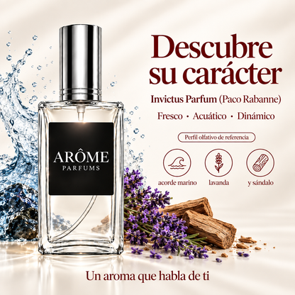 ARÔME Invictus Parfum (Paco Rabanne): notas y perfil olfativo de referencia.
