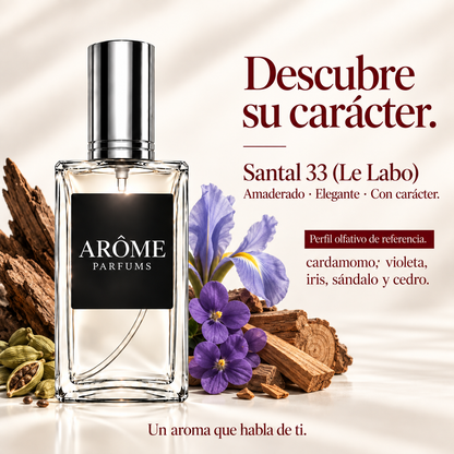 ARÔME Santal 33 (Le Labo): notas y perfil olfativo de referencia.